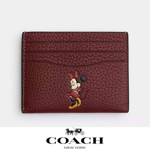 🐭 Disney X Coach Card Case In Regenerative Leather With Motif - Picture 1 of 7